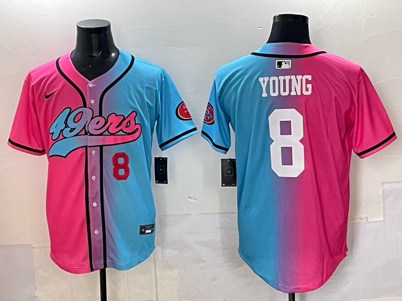 Men 2025 San Francisco 49ers #8 Young Pink Blue pink Nike Limited NFL Jersey 001->san francisco 49ers->NFL Jersey